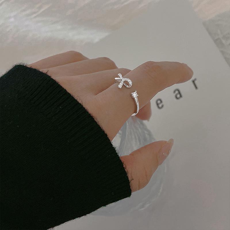 ANENJERY Новые кольца-бабочки для женщин, открытый дизайн, кольцо с цирконом и бантом, свадебные украшения, подарок