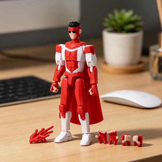 3D-печатная фигурка персонажа мультфильма с аксессуарами Подвижная модель персонажа мультфильма Движущиеся суставы Фигурка Декорация Коллекционный подарок для любителей анимации