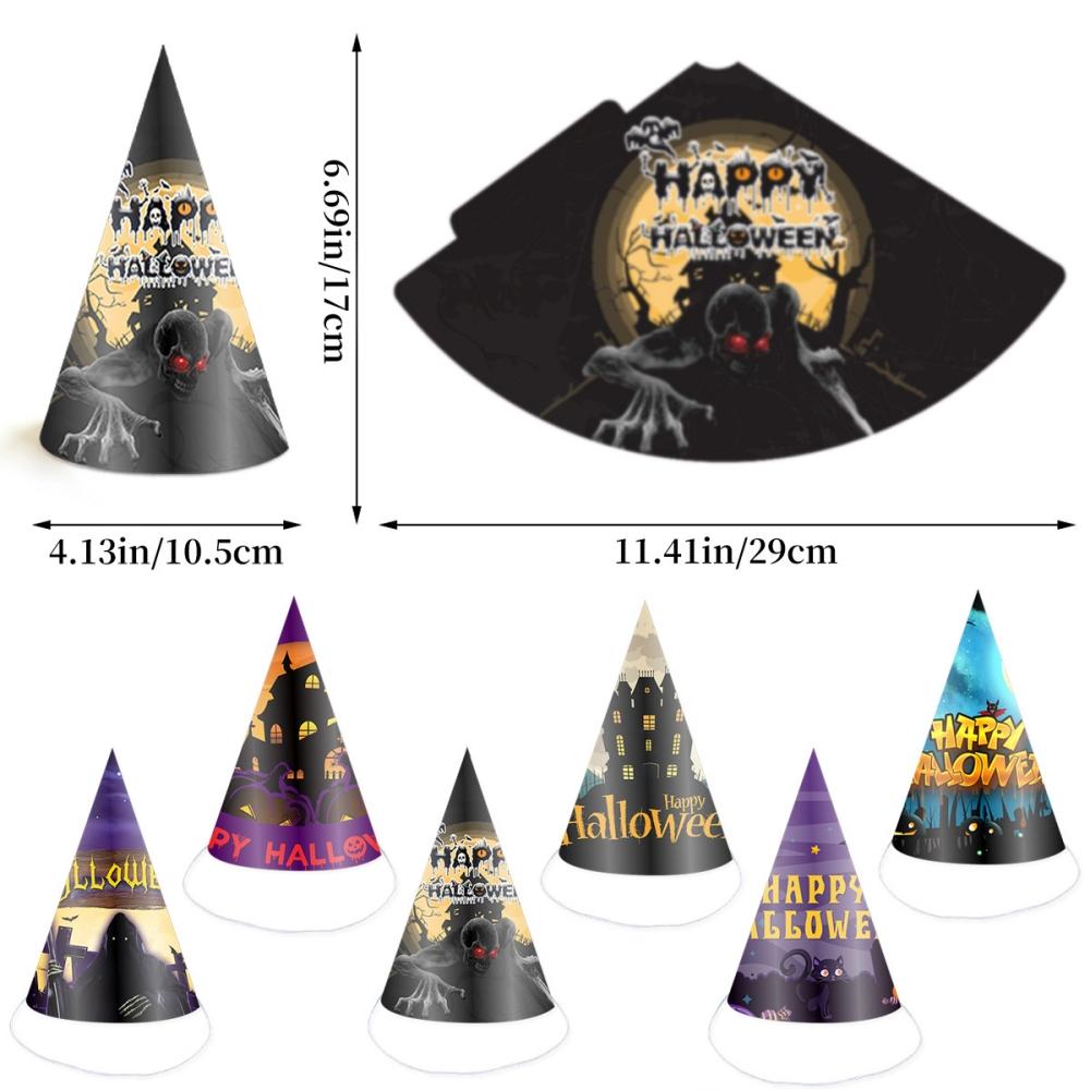 6 Pcs Paper Halloween Hat for Halloween Ghost Festival Day of The Dead Prank Horror Carnival Party Kindergarten Gift Decoration