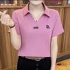 Футболка с короткими рукавами для женщин, летняя популярная рубашка-поло для мам среднего возраста с воротником