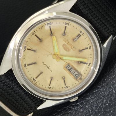 ЯПОНИЯ ВИНТАЖ SEIKO 5 АВТОМАТ 7009A МУЖСКИЕ ОРИГИНАЛЬНЫЙ ЦИФЕРБЛАТ ЧАСЫ a500791-5