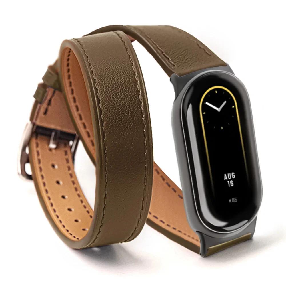 Для Mi Band 8 Ремешок Кожаный ремешок Для Xiaomi Mi Band 9 Ремешок на запястье Correa Часы Замена Miband 9 NFC Спортивный браслет Pulseira
