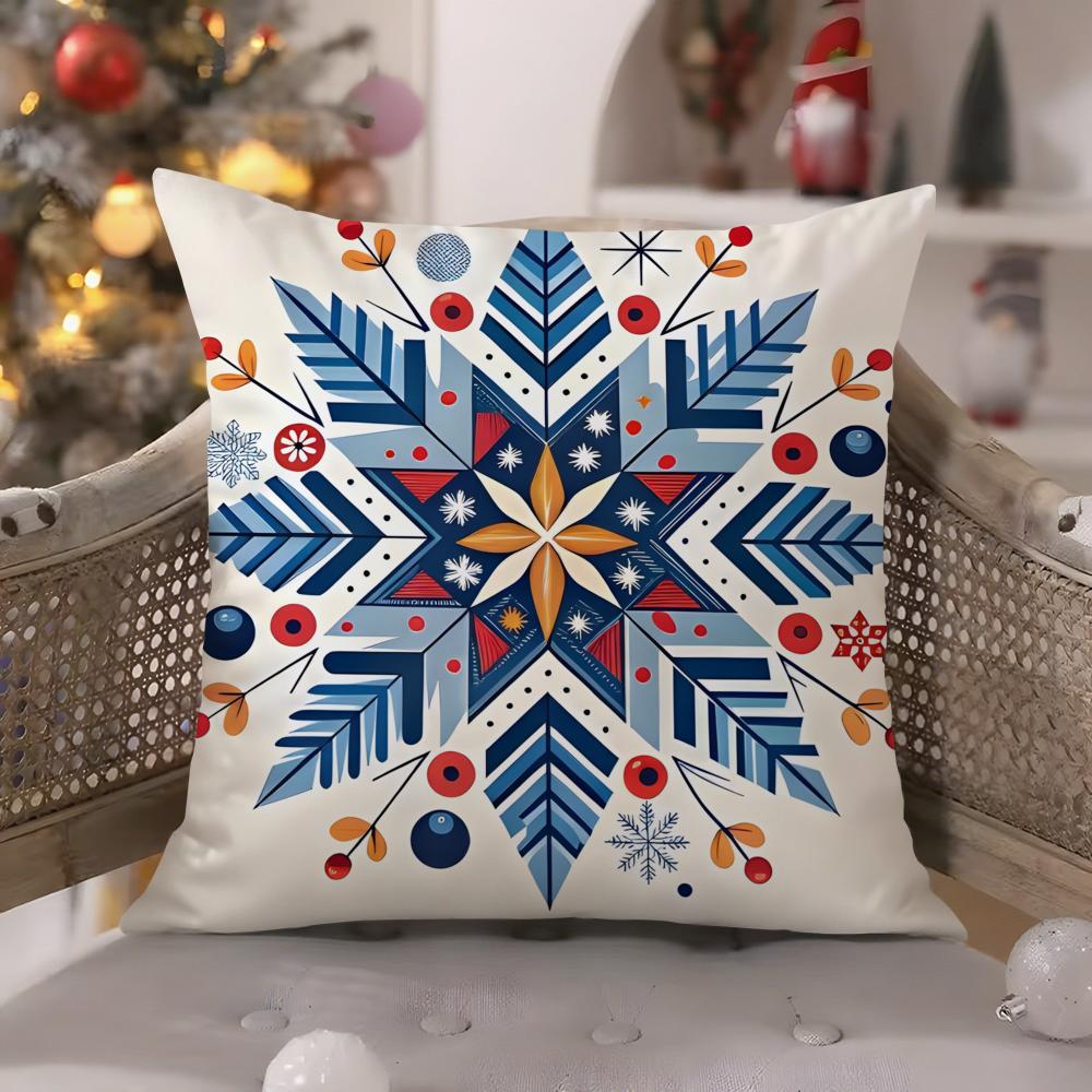Snowflake hexagonal maple leaf print Pillow Case Comfort Sofa Bed Silky elegant Invisible zipper Decorative cushion cover