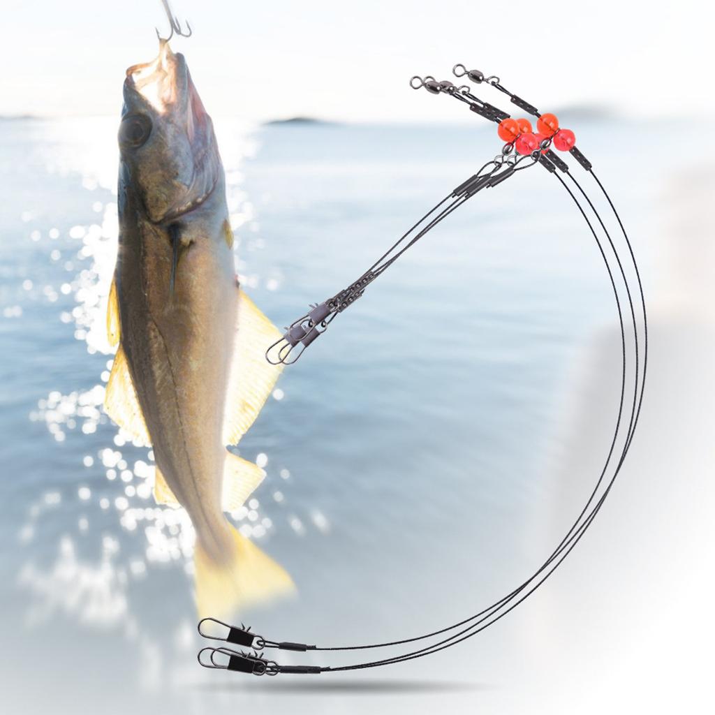 Stainless Fishing Rigs Fishing Wire Leader Line Rig with Swivels Snap Wire Leader for Hooks Saltwater Fishing Accessory