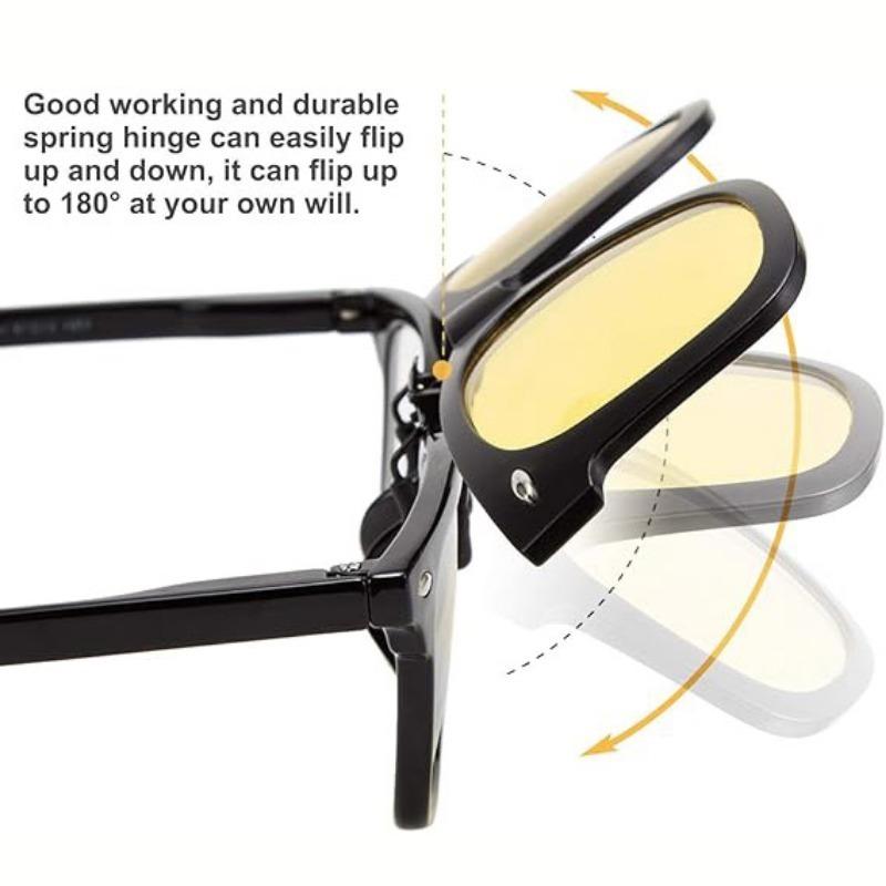 Неполяризованные мужские поляризованные солнцезащитные очки с откидной линзой для женщин, очки ночного видения для вождения, антибликовые, винтажные, квадратные, с клипсой для рыбалки