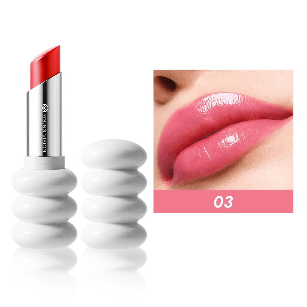 Lipstick, White Threaded Tube, Stylish and Simple, Natural Finish, Delicate Glitter, Silky and Lightweight Texture,6 Colors
