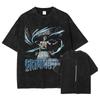 Anime Bleach T-Shirt Oversized Vintage Washed Zaraki Kenpachi T-Shirts Retro Harajuku Ichigo Rukia Tops Tees Man 100% Cotton