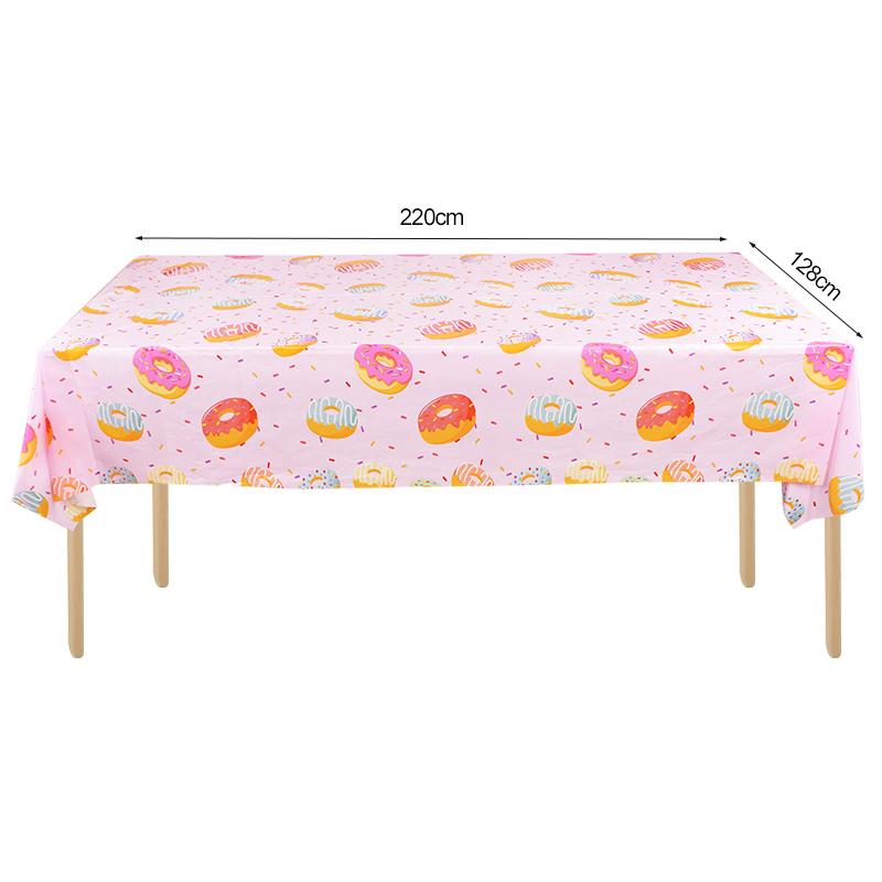 Набор одноразовой посуды для вечеринки с пончиками Бумажная тарелка Чашка Скатерть Принадлежности для украшения детской вечеринки по случаю 1-го дня рождения для девочек, Детский душ