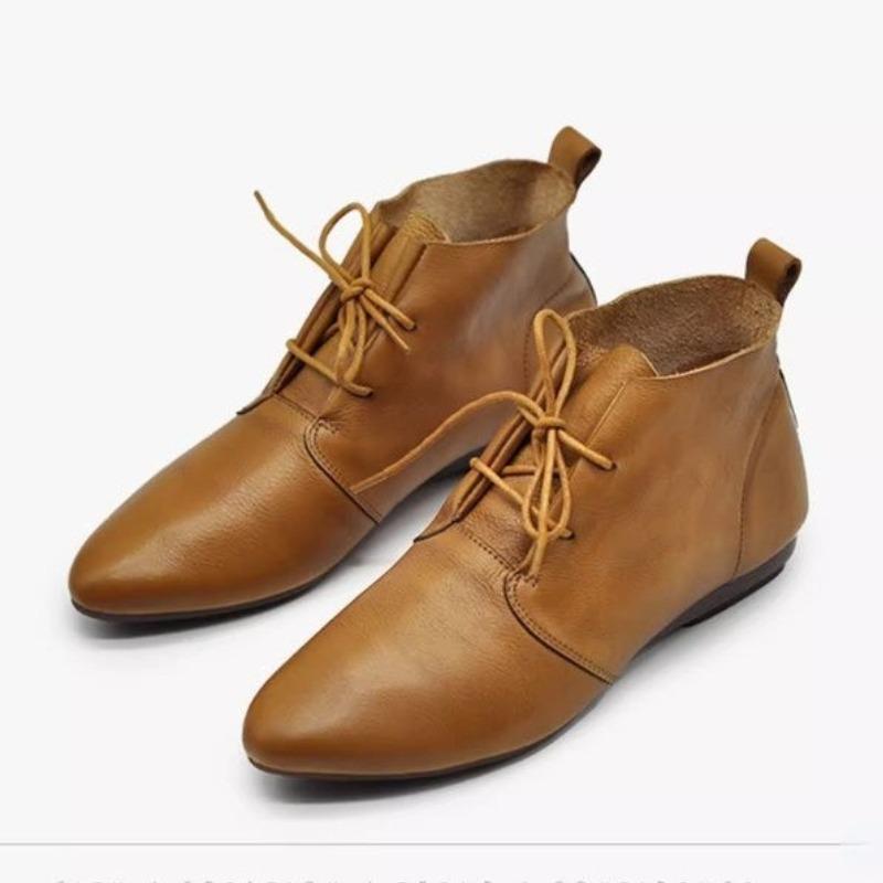 Распродажа модной женской обуви Новые женские ботинки на шнуровке Осенние заостренные носки Твердые короткие бочонки на низком каблуке Модные ботинки Zapatos De Mujer