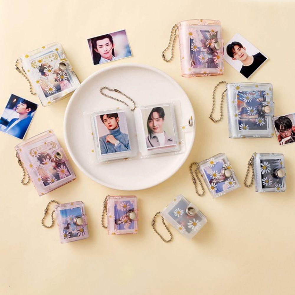 With Buckle Daisy Photo Album Thickened Pocket Keychain Album Mini Card Holder  Birthday Gift