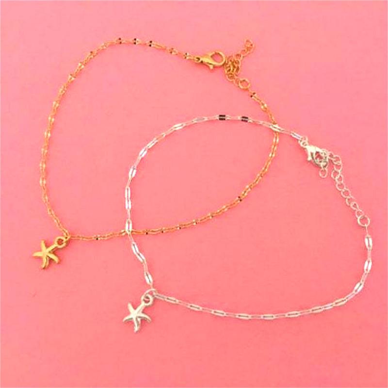 Браслет на щиколотку с подвеской Gold Star Charm Ankle — легкий и регулируемый модный аксессуар для лета и пляжа