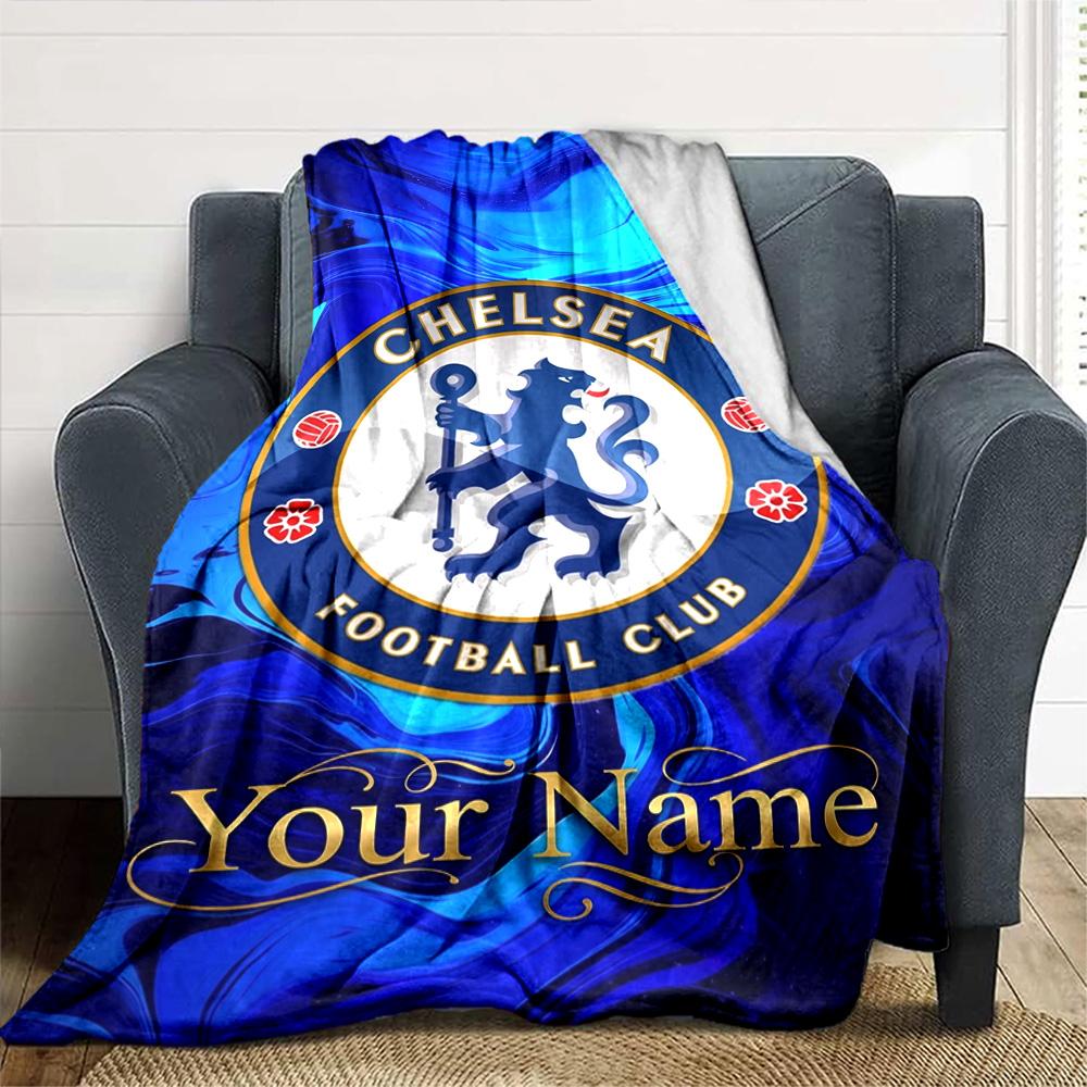 Chelsea Fc Football Player Customize Your Name Blanket Lightweight Customizable Blanket Soft Warm Cozy for Livingroom Office Seaside Bedding