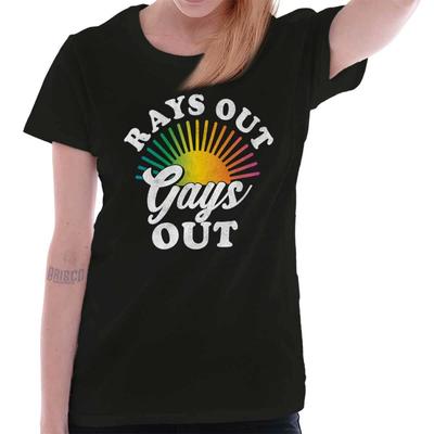 Funny LGBT Joke Sun Rays Out Gays Out Joke Graphic T Shirts for Women T-Shirts