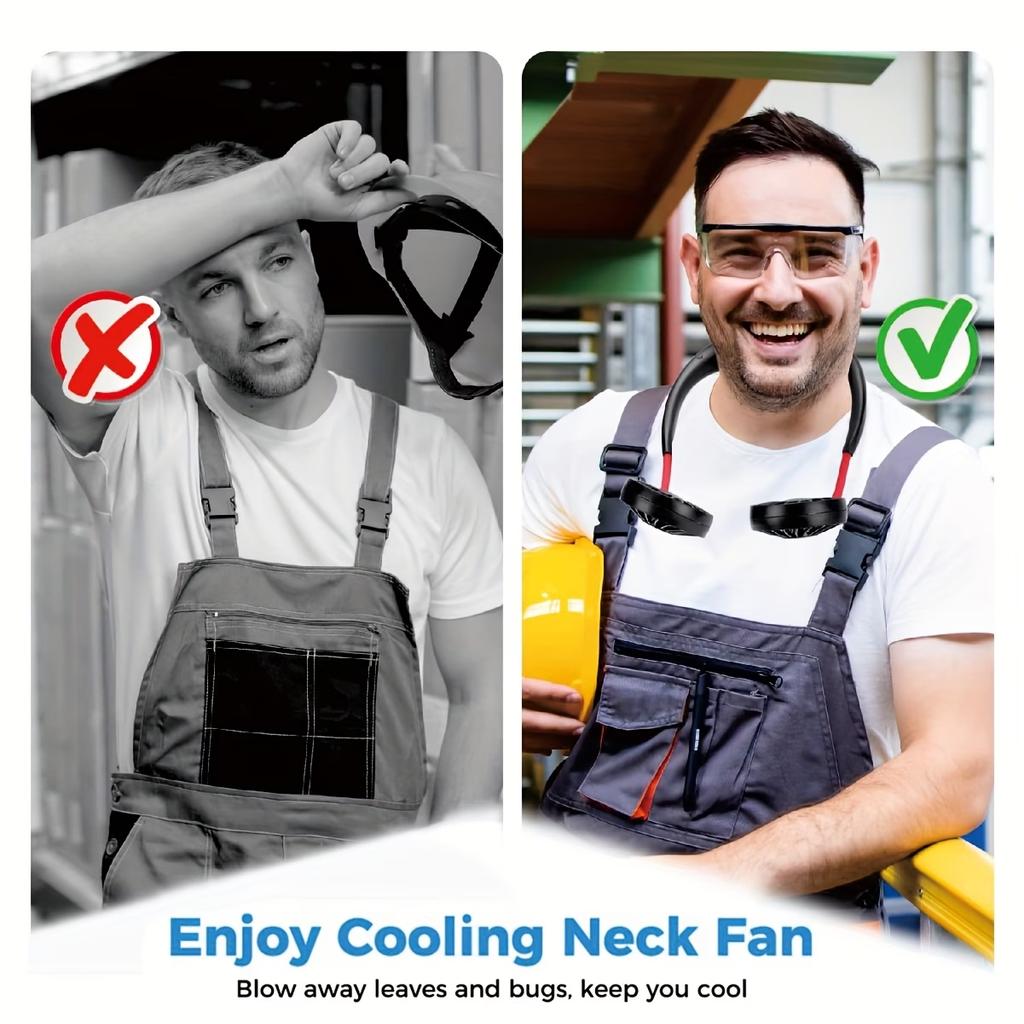 USB Rechargeable Mini Sports 3-speed Adjustable Neck Dual Fan Home Officeoutdoor Travel Compact Hanging Neck Fan