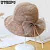Foldable Bow Wide Brim Outdoor Sunscreen Hats Women's Solid Color Elegant Casual Travel Beach Foldable Summer Hats