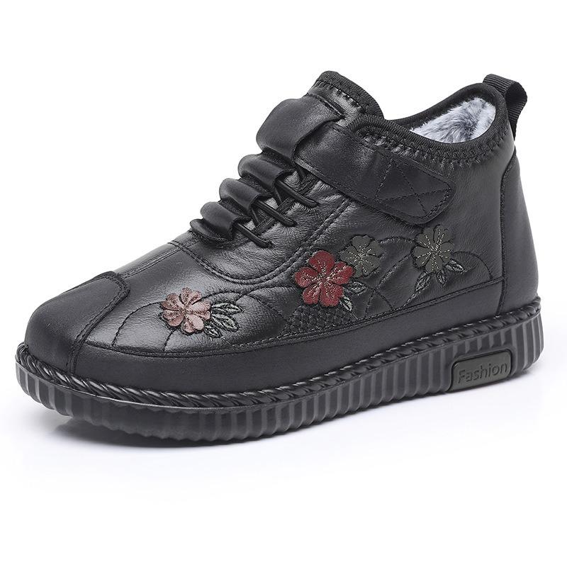 Cotton Shoes Women's New Winter Old Beijing Velvet Thickened Warm Soft Sole Non-slip Mother Shoes Medium and Old Cotton Boots