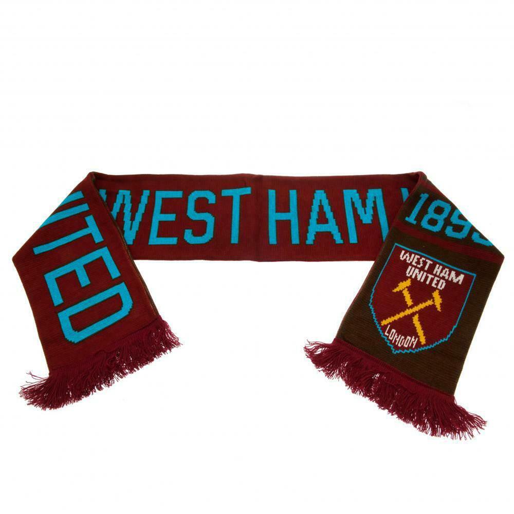 West Ham FC Official Football Jacquard Nero Design Scarf