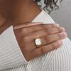 St. Delan Simple Fashion Square Gold and White Stainless Steel Ring