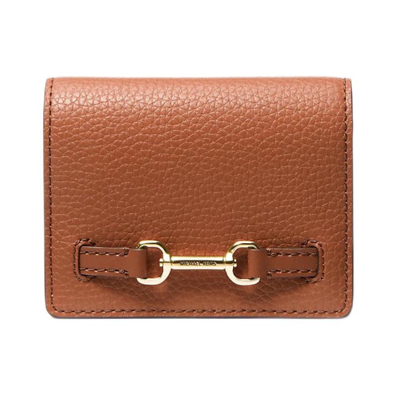 Michael Kors Carson Carson Кошелек женский маленький из кожи с золотой фурнитурой Коричневый