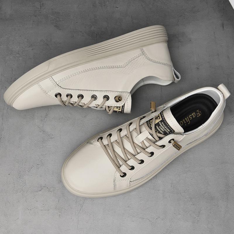 Genuine Leather Men Sneakers New Style Casual Shoes Trend Versatile Skate Shoes Korean-style Outdoor Footwear Leisure Walk Flats