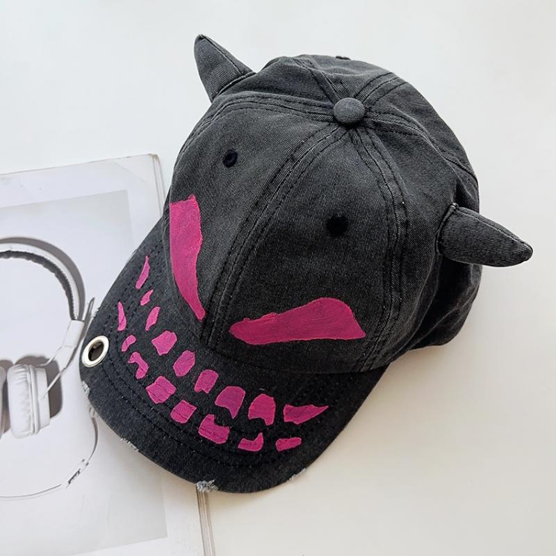 Бейсболки в американском стиле панк с изображением демонического рога и граффити для женщин, летние и осенние уличные тренды, универсальные мужские шляпы в стиле хип-хоп Y2K