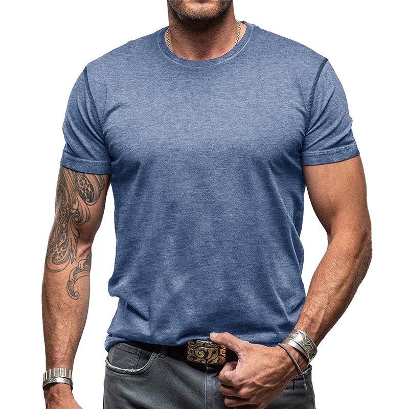 Fashion Men's Collision Round Neck Short-sleeved T-shirt Loose Versatile Tops Trend Casual Body Shirt