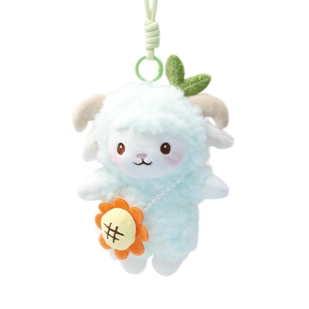 Sheep Mini Sheep Plush Keychain Flower Soft Lamb Doll Ornament  Chinese New Year