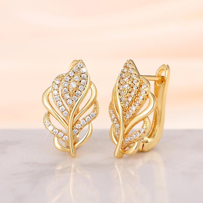 Серьги-кольца в виде листьев золотого цвета для дамского темперамента, элегантные женские аксессуары для ушей, свадебная вечеринка, роскошные модные ювелирные изделия