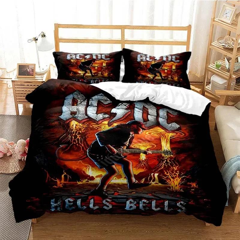 Комплект постельного белья с 3D-печатью AC/DC Rock Band Одинарный Полуторный Двуспальный Квинсайз Кингсайз Кал-Кингсайз Комплект постельного белья