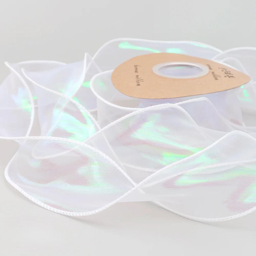 Рыбий хвост пряжа лента букет упаковочный материал радужного цвета кружевной хвост пряжа лента волна шифон пряжа подарочный ремешок