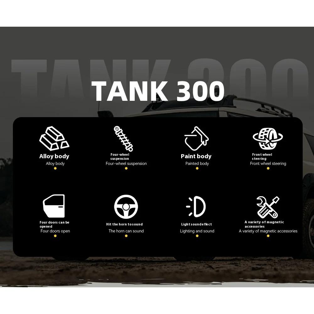 1/24 TANK 300 Модифицированная версия внедорожника из литого сплава Модель для моделирования Коллекционная модель Детский подарок на день рождения