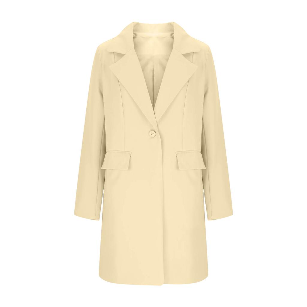 Women's Fashion Casual Long Sleeve Long Suit Jacket With Pockets