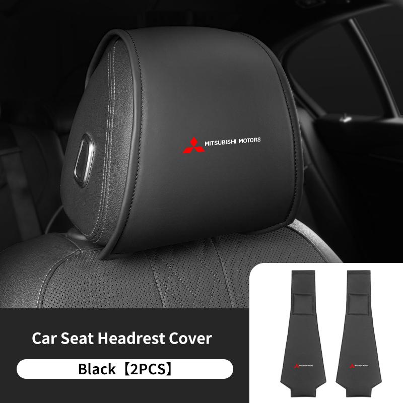 1/2PCS Leather Car Seat Headrest Protective Cover Interior Accessories For Mitsubishi Outlander Lancer Cross Colt Xpander Mirage