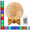 Moon Lamp with Wooden Base 16 RGB Colors Design Touch Sensor Rechargeable 3D