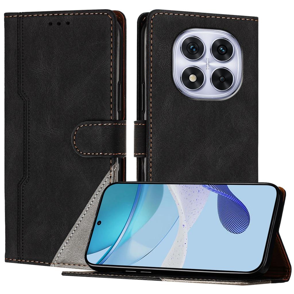 For Xiaomi Redmi Note 14 Pro 5G Leather Case Triangle Patchwork Wallet Stand Shockproof Phone Cover