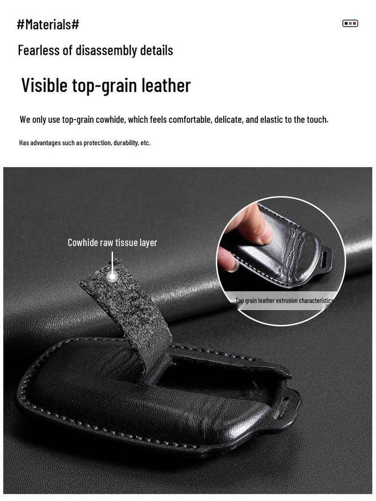 Genuine Leather Key Case for Jihu Alpha S5, Kaola T5, BAIC New Energy ARCFOX Cars