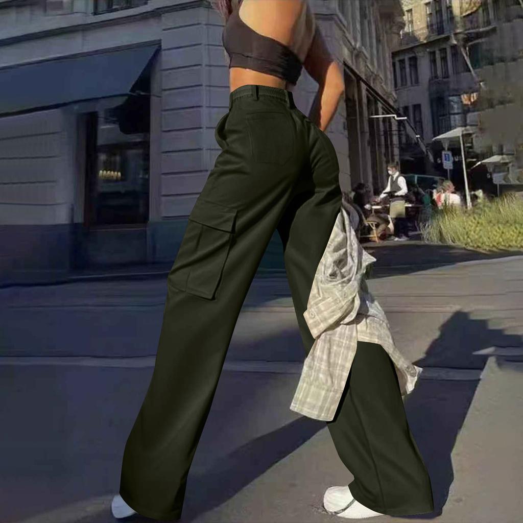 Женские модные повседневные уличные мешковатые брюки-карго с карманами, широкие брюки, свободные комбинезоны, длинные брюки