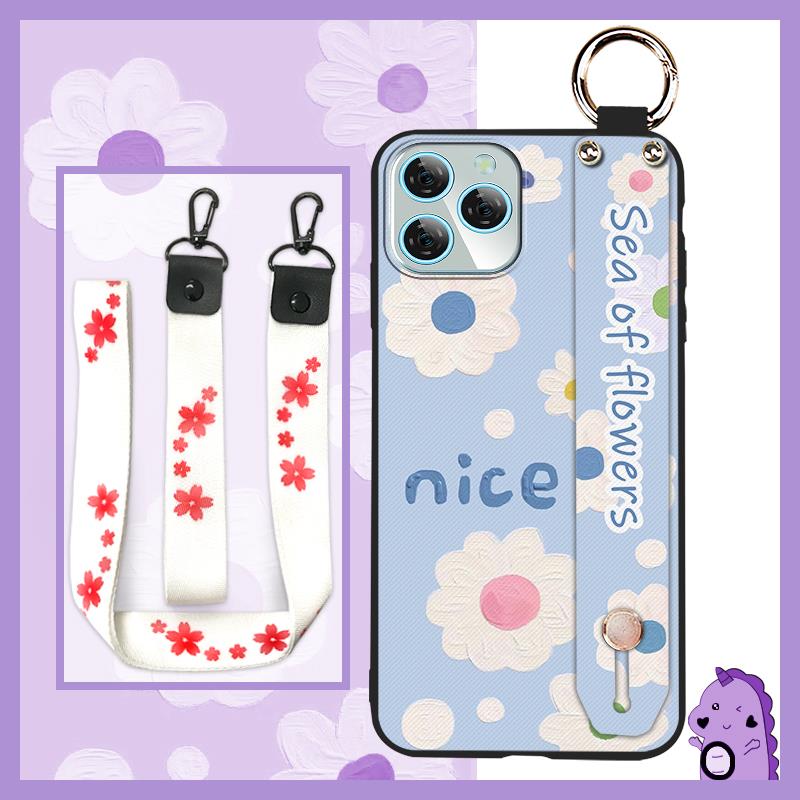 Soft case Oil Painting Phone Case For Blackview A95 Dirt-resistant Anti-dust Anti-knock Lanyard Flower Kickstand Durable
