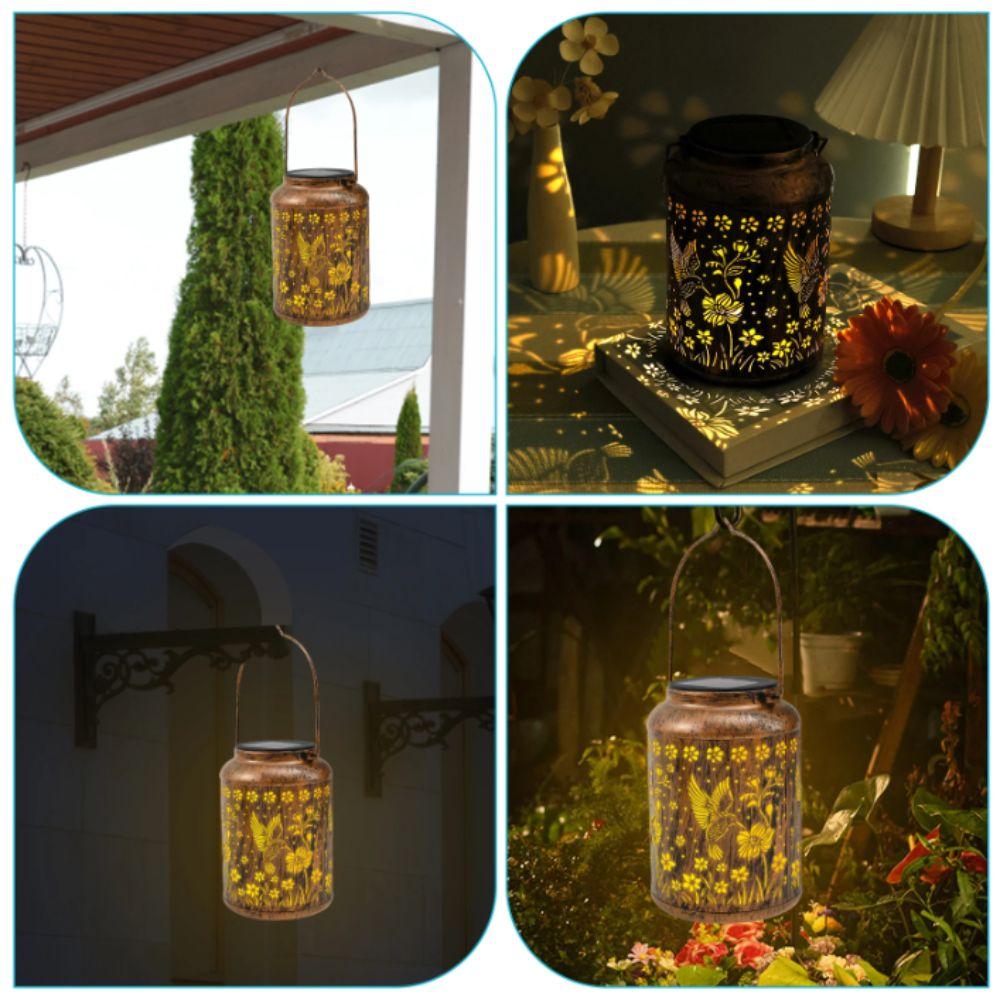 Vintage Style Hanging Solar Light Metal Material Outdoor Lantern LED Garden Light  Lawn Pathway