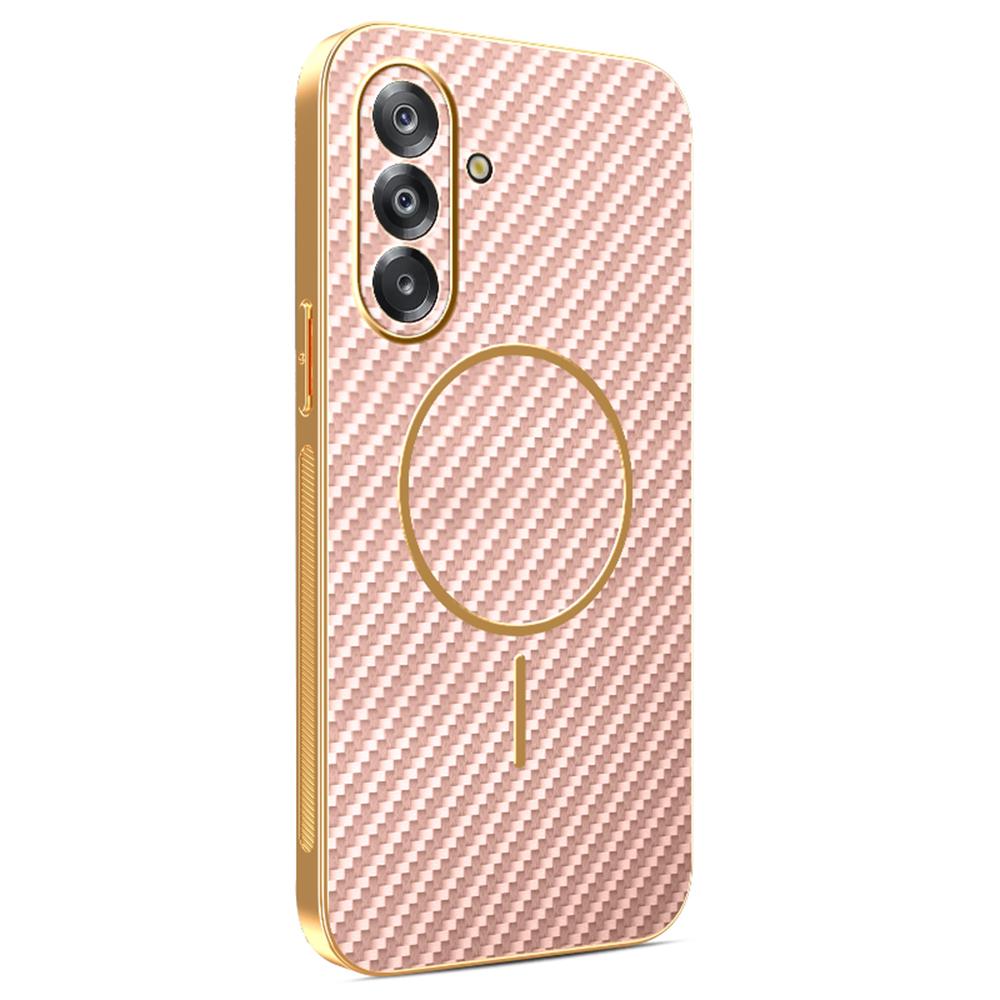 For Samsung Galaxy A26 5G Phone Case Carbon Fiber Textured Electroplated TPU Back Cover