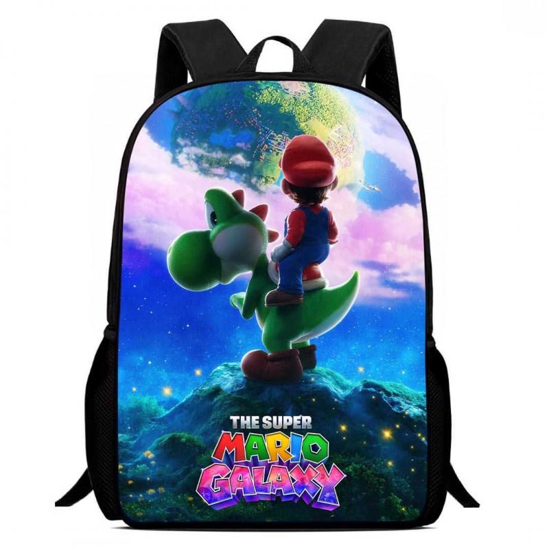 Mario Cartoon Backpack Kids School Use Lightweight Ergonomic Dual Shoulder Bag With Breathable Oxford Fabric