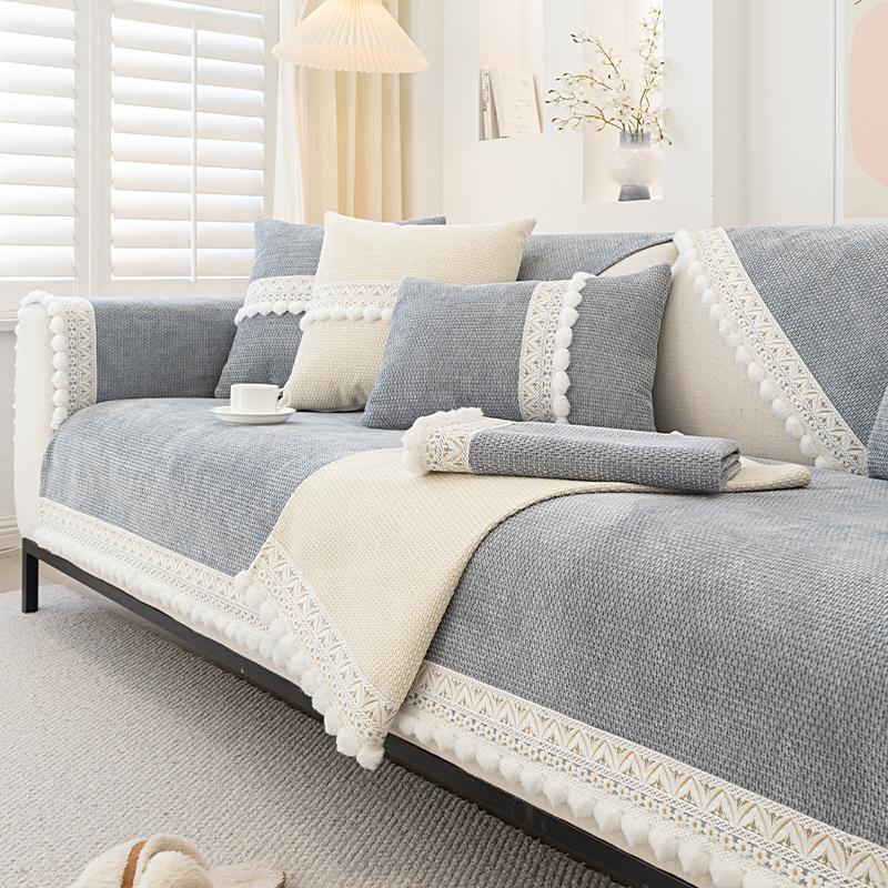 Подушка для дивана из шенилла Four Seasons Universal Pure Color Simple Modern Leather Sofa Non-Slip Anti-Scratch Cover Cover Towel