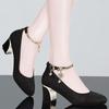 Fashion Women Wedding High Heel Shoes Luxury Elegant Plus Size Women Shoes Spring Ankle Strap Heels Women Shallow Chunky Heel Pumps