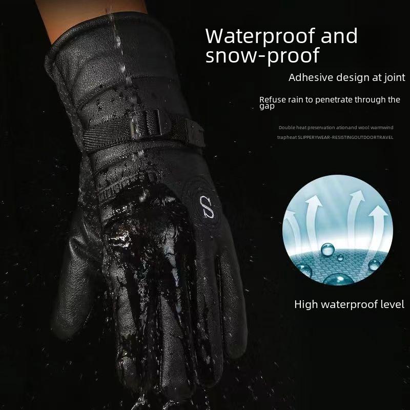 Мужские зимние перчатки, устойчивые к холоду: Водонепроницаемый, морозостойкий, утолщенный полиуретановый хлопок для езды на мотоцикле, эффективен при температуре до -40°.