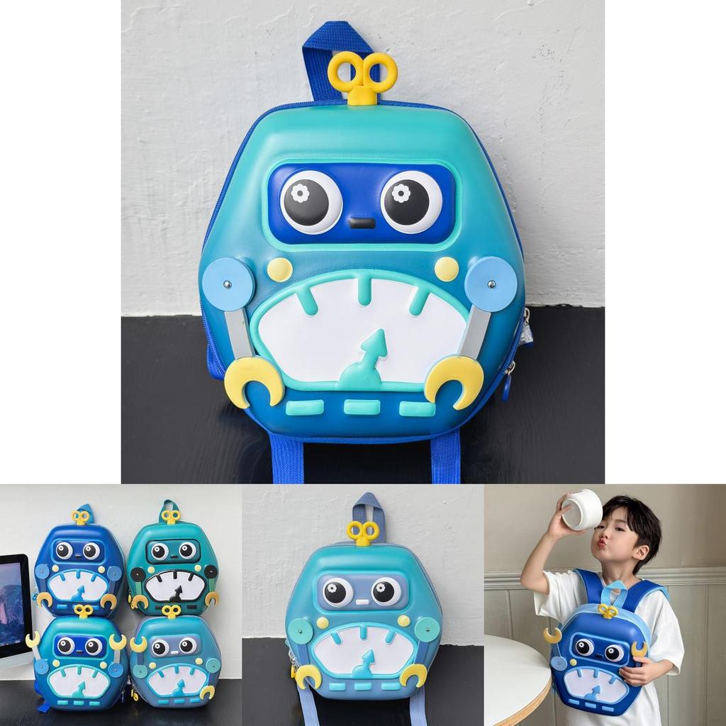 Cute Eggshell Backpack With Robot Print Designfor Preschool Use