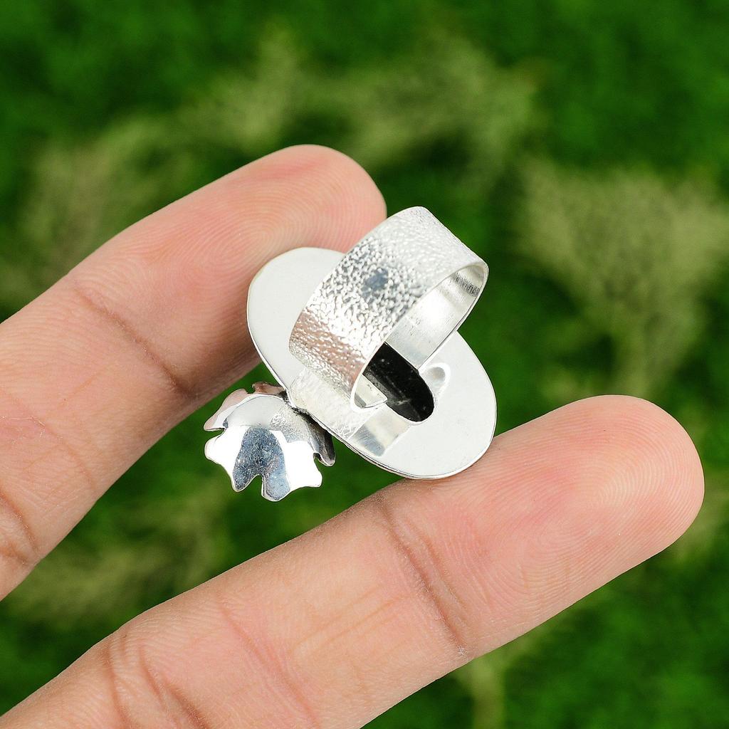 Natural Star Galaxy Jasper Gemstone Stackable Flower Ring Size 7 925 Silver