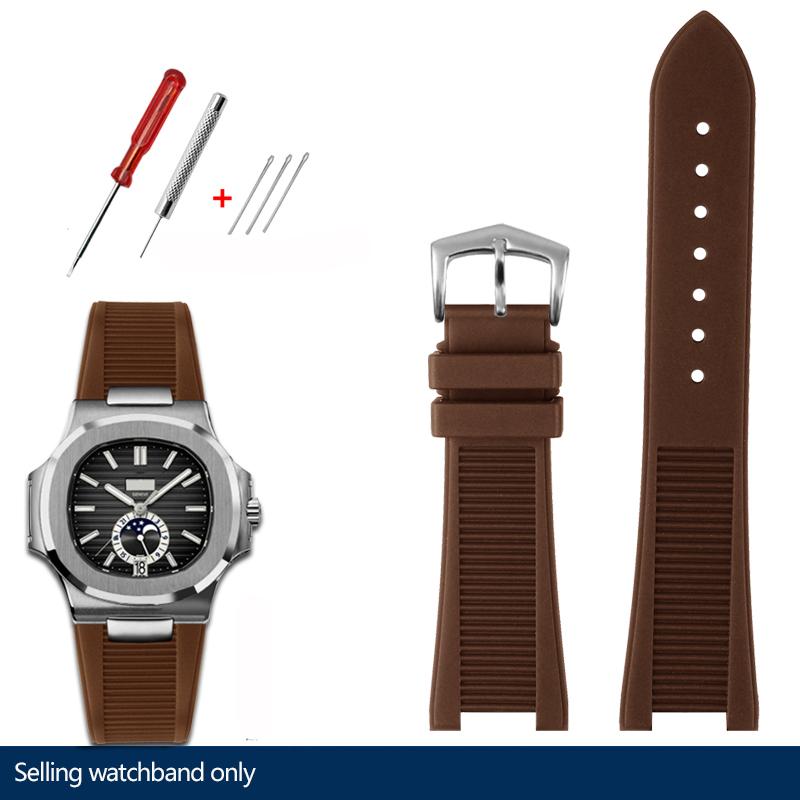 25*13 мм Силиконовый Резиновый Ремешок для Часов Серии Pa-tek Philippe Nautilus 5711/5712/5980 Водонепроницаемый Спортивный Ремешок Браслет Коричневый Синий