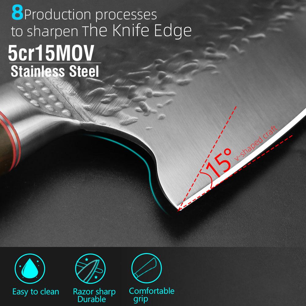 Нож повара мясника из высокоуглеродистой стали ручной работы кованые кухонные ножи китайский нож-тесак для разделки мяса кухонный инструмент с деревянной ручкой