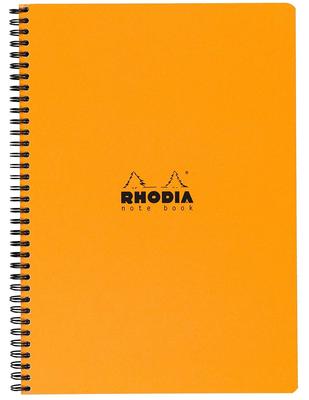 Rhodia 160 Горизонтальный PEFE RHODIA Classic Двойная спираль Блокнот, A4, Страницы, В линейку, Водоотталкивающая обложка, С перфорацией, Сертифицированный, Оранжевый, (cf193108)