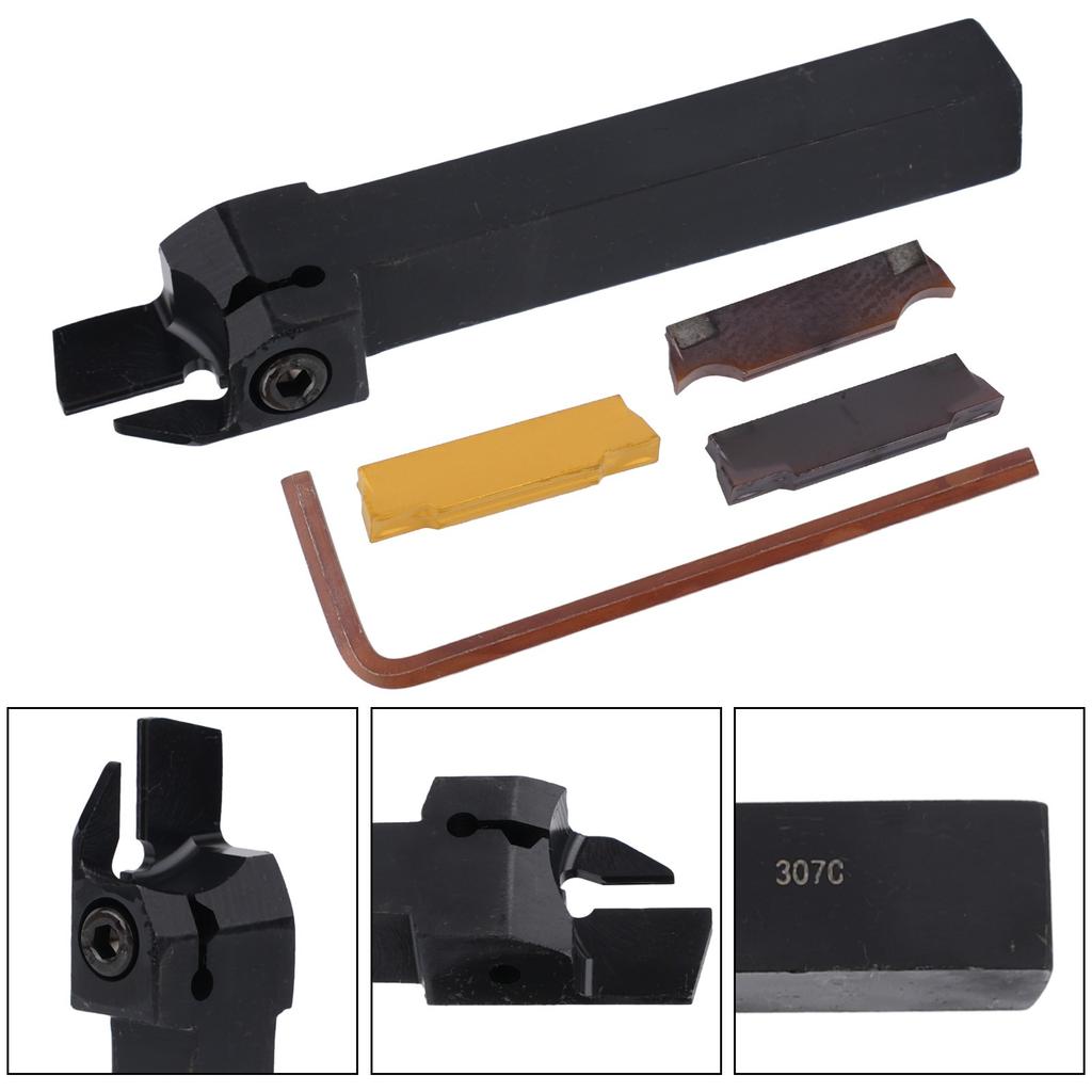 3Pcs MGMN200 Carbide Insert + MGEHR1212-2(Right) CNC Lathe Grooving Tool Holder